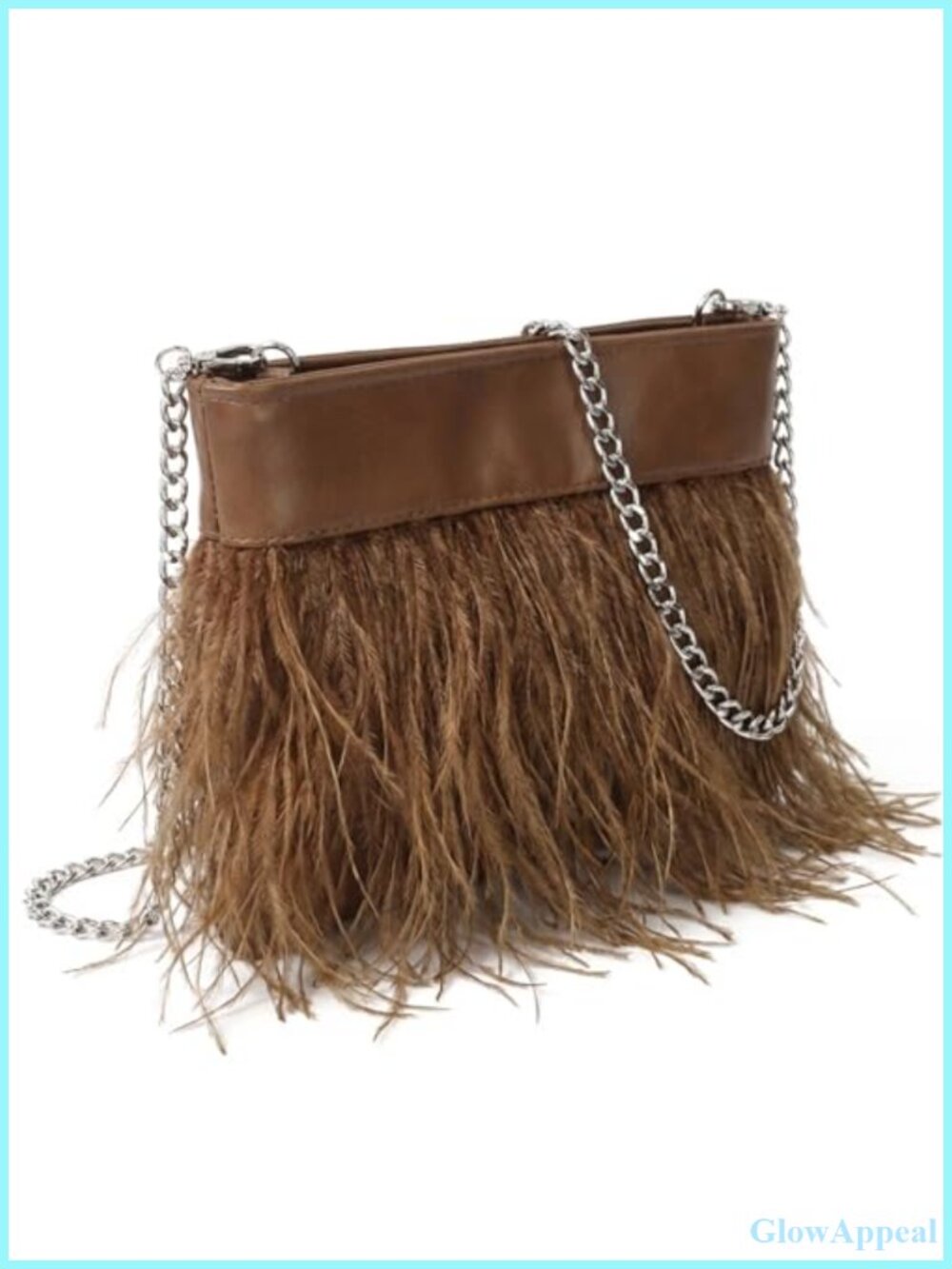 Ostrich Feather Evening Clutch Purse Shoulder Crossbody Bag